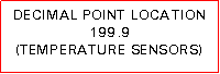 Text Box: DECIMAL POINT LOCATION 199.9 (TEMPERATURE SENSORS)